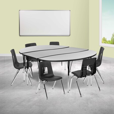 Flash Furniture 60 W, 86 L, 30.25 H, Chrome, Laminate, Particleboard, Plastic, Steel XU-GRP-16CH-A3060CON-60-GY-T-A-GG